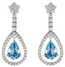 Load image into Gallery viewer, 7.00Ct Natural Aquamarine and Diamond 14K Solid White Gold Earrings
