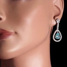 Load image into Gallery viewer, 7.00Ct Natural Aquamarine and Diamond 14K Solid White Gold Earrings