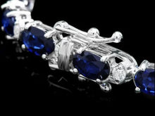 Load image into Gallery viewer, 12.60 Natural Blue Sapphire and Diamond 14K Solid White Gold Bracelet