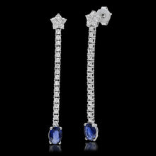Load image into Gallery viewer, 3.10Ct Natural Sapphire and Diamond 14K Solid White Gold Earrings