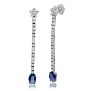 3.10Ct Natural Sapphire and Diamond 14K Solid White Gold Earrings