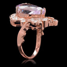 Load image into Gallery viewer, 9.00 Carats Natural Pink Kunzite and Diamond 14K Solid Rose Gold Ring