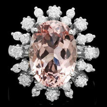 Load image into Gallery viewer, 6.30 Carats Natural Morganite and Diamond 14K Solid White Gold Ring