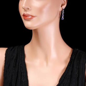 7.30Ct Natural Sapphire and Diamond 14K White Gold Earrings