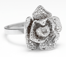 Load image into Gallery viewer, Beautiful 14K Solid White Gold Flower Ring