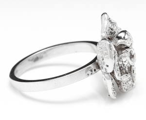 Beautiful 14K Solid White Gold Flower Ring