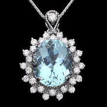 Load image into Gallery viewer, 6.10Ct Natural Aquamarine and  Diamond 14K Solid White Gold Pendant