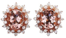 Load image into Gallery viewer, 6.00Ct Natural Morganite and Diamond 14K Solid Rose Gold Earrings