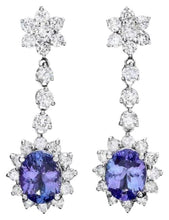 Load image into Gallery viewer, 6.10Ct Natural Tanzanite and Diamond 14K Solid White Gold Earrings