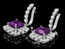 Load image into Gallery viewer, 11.80ct Natural Amethyst and Diamond 14K Solid White Gold Earrings