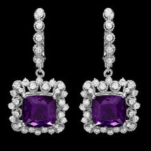 Load image into Gallery viewer, 11.80ct Natural Amethyst and Diamond 14K Solid White Gold Earrings