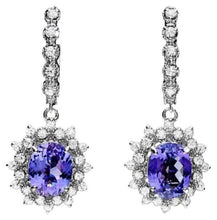 Load image into Gallery viewer, 6.40Ct Natural Tanzanite and Diamond 14K Solid White Gold Earrings