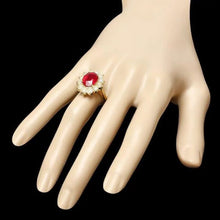 Load image into Gallery viewer, 6.80 Carats Natural Red Ruby and Diamond 14K Solid Yellow Gold Ring