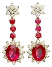 Load image into Gallery viewer, 10.30Ct Natural Ruby and Diamond 14K Solid Yellow Gold Earrings