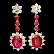 Load image into Gallery viewer, 10.30Ct Natural Ruby and Diamond 14K Solid Yellow Gold Earrings