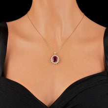Load image into Gallery viewer, 7.20Ct Natural Red Ruby and Diamond 14K Solid Rose Gold Pendant