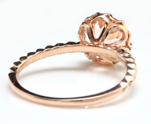 2.00 Carats Exquisite Natural Morganite 14K Solid Rose Gold Ring
