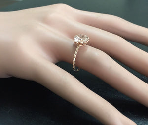 2.00 Carats Exquisite Natural Morganite 14K Solid Rose Gold Ring
