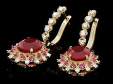 Load image into Gallery viewer, 8.30Ct Natural Ruby and Diamond 14K Solid Yellow Gold Earrings
