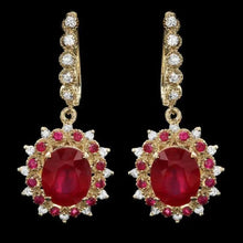 Load image into Gallery viewer, 8.30Ct Natural Ruby and Diamond 14K Solid Yellow Gold Earrings