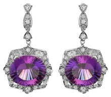 Load image into Gallery viewer, 19.70ct Natural Amethyst and Diamond 14K Solid White Gold Earrings