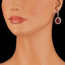 Load image into Gallery viewer, 15.40Ct Natural Ruby and Diamond 14K Solid Rose Gold Earrings