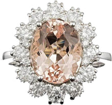 Load image into Gallery viewer, 4.70 Carats Natural Morganite and Diamond 14K Solid White Gold Ring