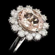 Load image into Gallery viewer, 4.70 Carats Natural Morganite and Diamond 14K Solid White Gold Ring