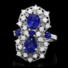 Load image into Gallery viewer, 4.30 Carats Natural Blue Sapphire and Diamond 14K Solid White Gold Ring