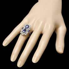 Load image into Gallery viewer, 4.30 Carats Natural Blue Sapphire and Diamond 14K Solid White Gold Ring