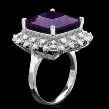Load image into Gallery viewer, 10.30 Carats Natural Amethyst and Diamond 14K Solid White Gold Ring