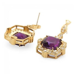 11.80ct Natural Amethyst and Diamond 14K Solid Yellow Gold Earrings