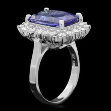 Load image into Gallery viewer, 7.90 Carats Natural Tanzanite and Diamond 18K Solid White Gold Ring