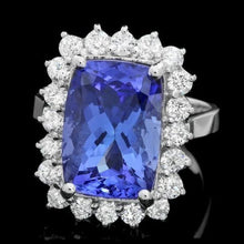 Load image into Gallery viewer, 7.90 Carats Natural Tanzanite and Diamond 18K Solid White Gold Ring