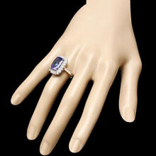 Load image into Gallery viewer, 7.90 Carats Natural Tanzanite and Diamond 18K Solid White Gold Ring