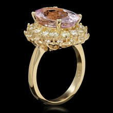 Load image into Gallery viewer, 7.50 Carats Natural Kunzite and Diamond 14K Solid Yellow Gold Ring