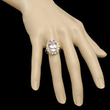Load image into Gallery viewer, 7.50 Carats Natural Kunzite and Diamond 14K Solid Yellow Gold Ring