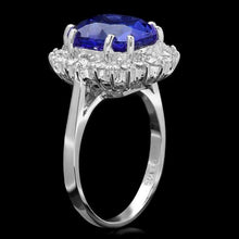 Load image into Gallery viewer, 5.60 Carats Natural Tanzanite and Diamond 14k Solid White Gold Ring