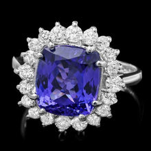 Load image into Gallery viewer, 5.60 Carats Natural Tanzanite and Diamond 14k Solid White Gold Ring