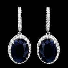 Load image into Gallery viewer, Exquisite 15.30 Carats Natural Sapphire and Diamond 14K Solid White Gold Earrings
