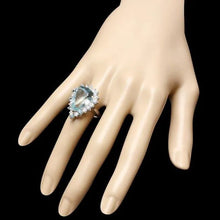 Load image into Gallery viewer, 12.70 Carats Natural Aquamarine and Diamond 14K Solid White Gold Ring