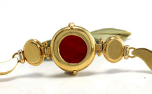 Load image into Gallery viewer, GIROVI Very Impressive Cameo Carnelian Inlay and Sapphire 18K Solid Yellow Gold Designer Bracelet