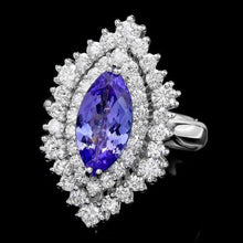 Load image into Gallery viewer, 4.40 Carats Natural Tanzanite and Diamond 14K Solid White Gold Ring