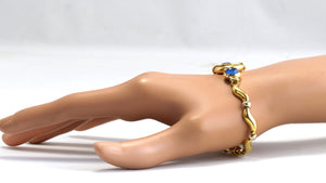GIROVI Very Impressive Cameo Carnelian Inlay and Sapphire 18K Solid Yellow Gold Designer Bracelet
