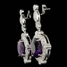 Load image into Gallery viewer, 16.10ct Natural Amethyst and Diamond 14K Solid White Gold Earrings