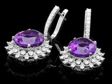 Load image into Gallery viewer, 16.80ct Natural Amethyst and Diamond 14K Solid White Gold Earrings