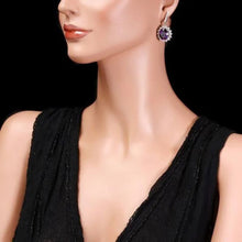 Load image into Gallery viewer, 16.80ct Natural Amethyst and Diamond 14K Solid White Gold Earrings
