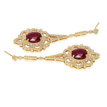Load image into Gallery viewer, 10.60Ct Natural Ruby and Diamond 14K Solid Yellow Gold Earrings