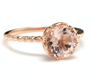 1.50 Carats Exquisite Natural Morganite 14K Solid Rose Gold Ring
