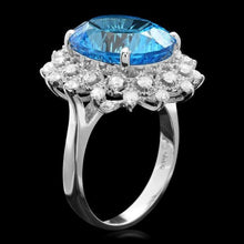 Load image into Gallery viewer, 9.00 Carats Natural Blue Topaz and Diamond 14k Solid White Gold Ring